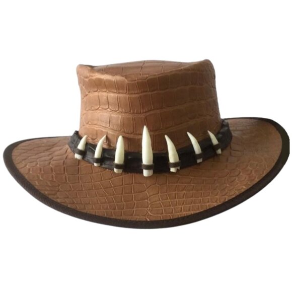 Genuine Australian Crocodile Leather Hat Band with 7 Crocodile Teeth - Picture 2 of 7